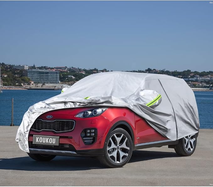 Koukou SUV Car Cover Custom Fit Kia Sportage from 1994 to 2025, Waterproof Car Cover All Weather for Automobiles Outdoor Indoor with Zipper Door, Sun Rain Dust Snow Protection.