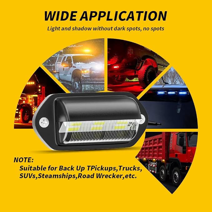 JEDEW 4 PACK License Plate Light, 12V 6-SMD LED License Plate Lamp Taillight for Truck SUV Trailer Van, Step Courtesy Lights, Dome/Cargo Lights