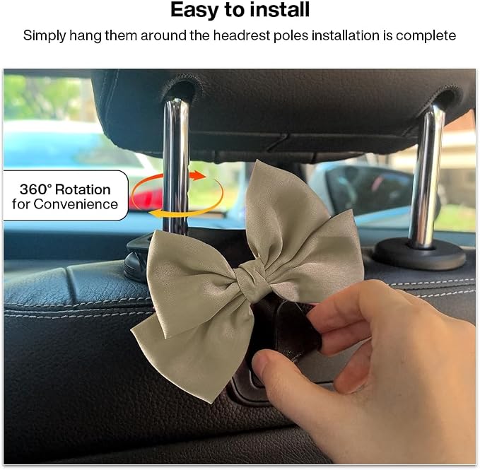 2-Pack Car Seat Headrest Hooks, Handbag Hangers, Grass green | Storage organizer for handbags, clothes, coats and grocery bags; practical interior accessory for most cars and SUVs