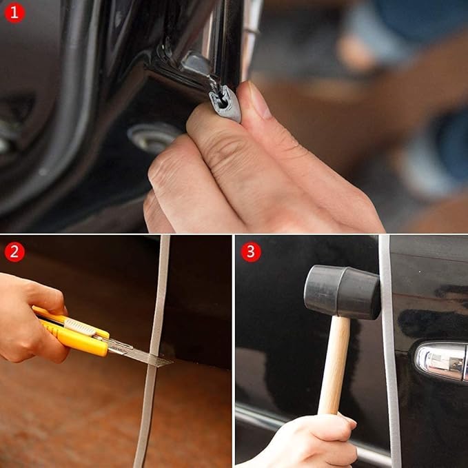 Winunite 16.4ft(5m) Car Door Edge Guards Light Gray– Fits Most Vehicles, No Glue, U-Shaped, Built-in Metal Clips, Scratch and Chip Resistant – Reduces Dings in Parking Lots