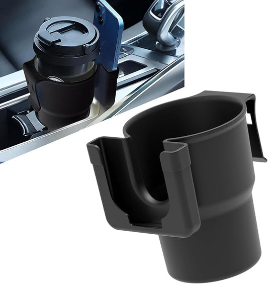 Car Cup Holder Expander, PP Plastic Seat Back Door Side Cell Phone Drink Holder, Back Hanging Mounted Multi-functional Auxiliary Travel Accessory, Universal Fit for Most Cars (Black)
