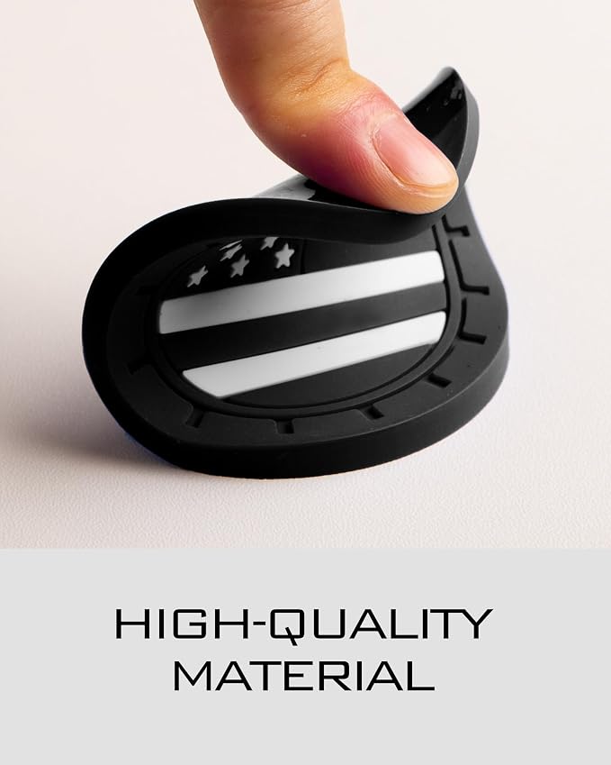 Coaster for Cup Holder - 4 Pack Silicone Auto Drink Coasters Mat American Flag Universal Non-Slip Inserts Car Interior Accessories, Black