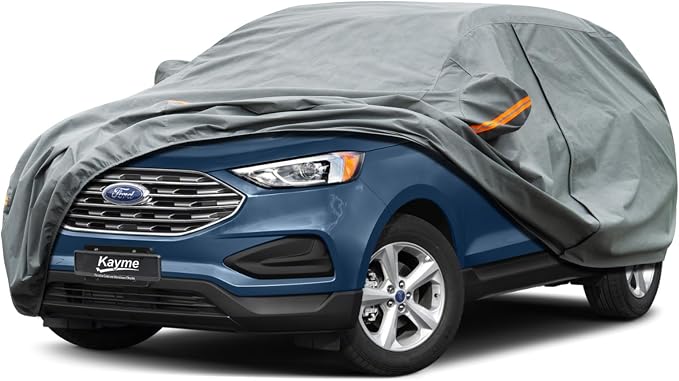 Kayme Heavy Duty SUV Car Cover Custom Fit Ford Edge Waterproof All Weather for Automobiles, Full Exterior Covers Sun Rain UV Protection.（Deliver About 3-10 Days）