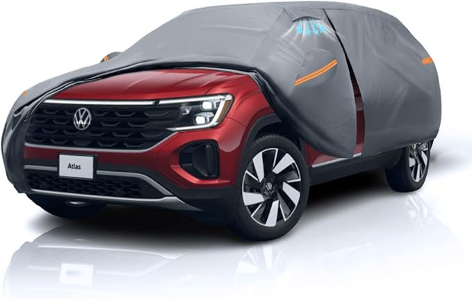 Waterproof Atlas(2017-2026) Car Cover with Breathable Vents, [Upgrade] Premium Covers with Cotton Liner and Zipper Door,Sun Rain Snow Dust Uv Protection.(Gift with Towel Storage Bag)
