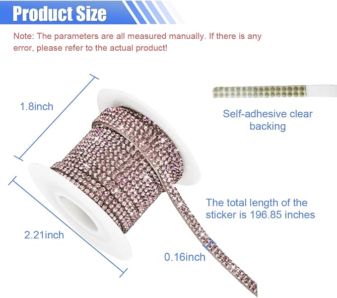 BDZMC Bling Car Self Adhesive Strip, 16.4 Ft Crystal Rhinestone Strips, Car Dashboard, Door Line Molding Decoration Stickers, Universal Automotive Exterior Accessories for Women Girls (Pink)