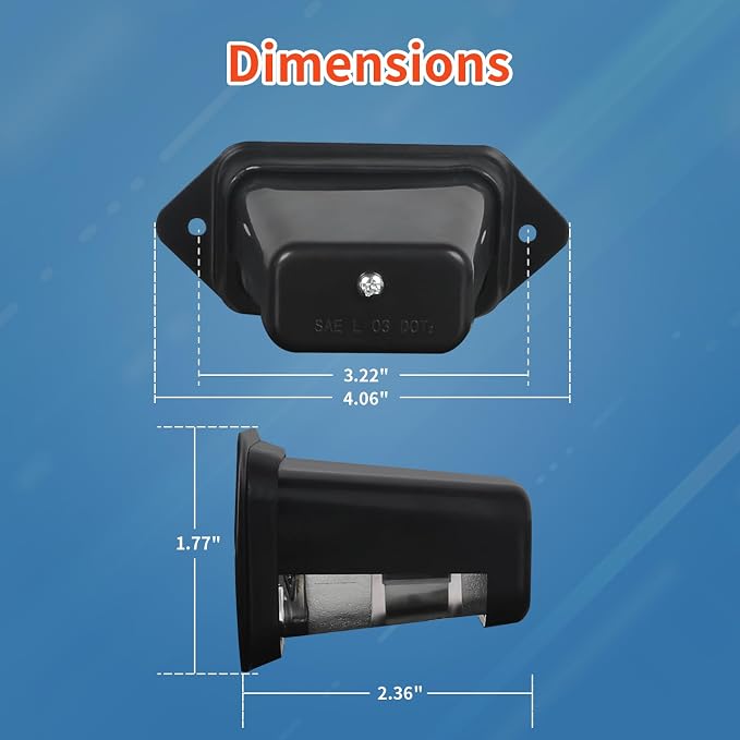 LED License Plate Light, Trailer License Plate Holder-Bracket Mount, Waterproof 12V DC License Tag Light, Universal Submersible Tag Lamp for Auto Work Utility Flat Bed Box Semi Truck RV