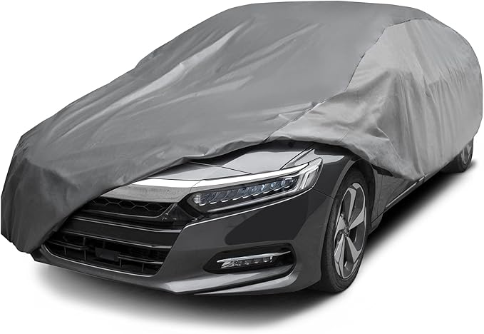 XCAR Waterproof Sedan Car Cover, All Weather, Fits Sedans Up to 160" | Windproof Buckles, Breathable Fabric, UV, Rain, Snow & Dust Protection, Soft Non-Scratch Lining, Indoor & Outdoor Use