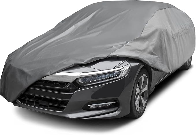 XCAR Waterproof Sedan Car Cover, All Weather, Fits Sedans Up to 228" | Windproof Buckles, Breathable Fabric, UV, Rain, Snow & Dust Protection, Soft Non-Scratch Lining, Indoor & Outdoor Use