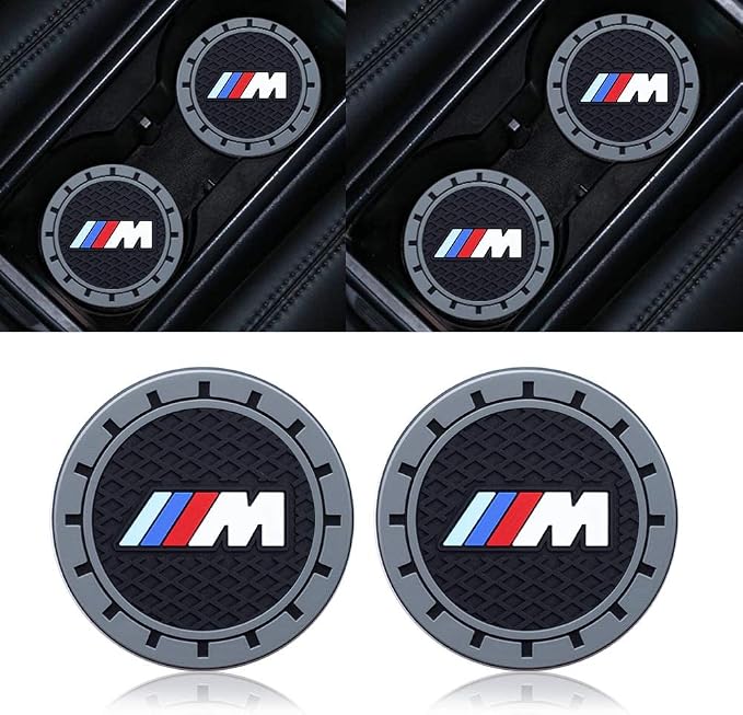 Car Cup Holder Coaster Compatible with BMW M M2 M4 M5 M6 M8 X1 X2 X3 X5 X6 M135i M240i Z4 328i X7, Auto Cup Holder Insert Coaster, 2PCS