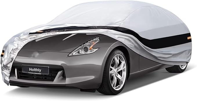 10 Layers Car Cover Custom Fit for Nissan 350Z 370Z Z (2002-2026), Waterproof All Weather for Automobiles, Outdoor Full Cover Sun Dust Rain Protection with Cotton. Silver