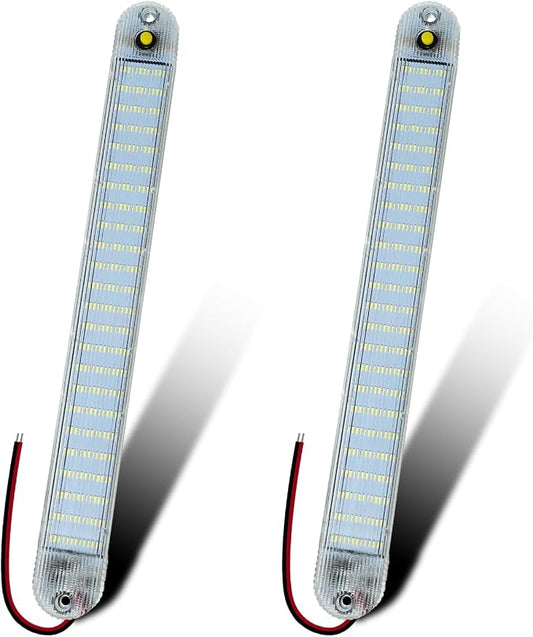 12V Led Interior Light Bar with ON/Off Switch 6500K White 11Inch, 2 Packs | 72Led 12V 24V for Enclosed Cargo Trailer RV Van Truck Lorry Camper Caravan Motorhome