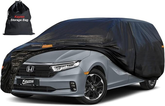 Kayme 10 Layers Station Wagon Car Cover Waterproof All Weather [See Vehicle Size Chart for Accurate Fit] Heavy Duty Full Minivan Cover Outdoor Sun Rain Snow UV Protection. Size H5 (See Size Chart)