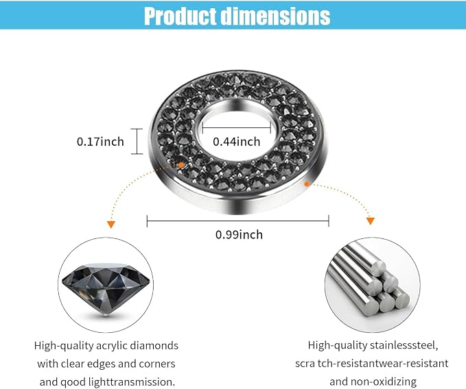 JOYCOURT 4Pack Bling Car Inner Door Lock Pull Stickers, Black | Rhinestone Bling Car Pull Rod Bolt Decoration Cover Interior Car Accessories, for Mercedes-Benz A/B/C/E Class GLC GLA GLK GLA