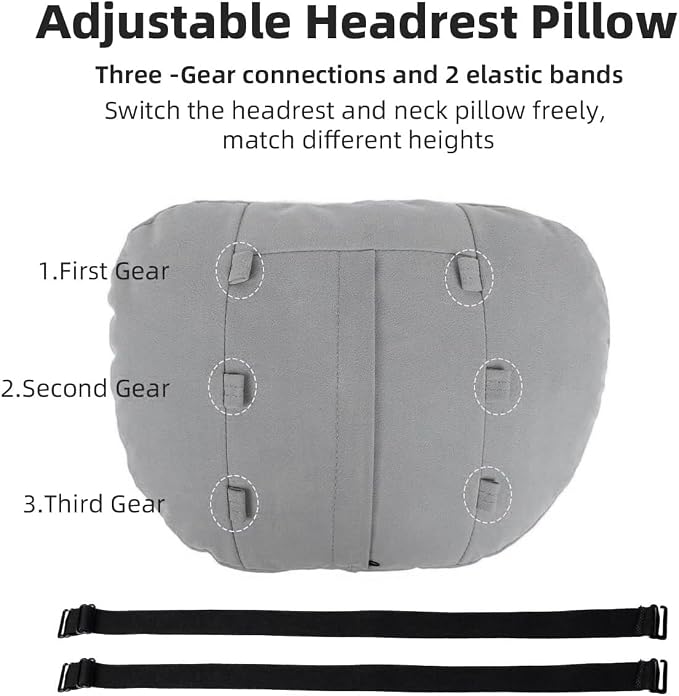 2 Pcs Car Headrest Neck Pillow for Driving,Universal Premium Suede Leather Soft and Comfortable Headrest,Three Gears of Height Adjustment Car Seat Headrest Pillow Car Interior Accessories