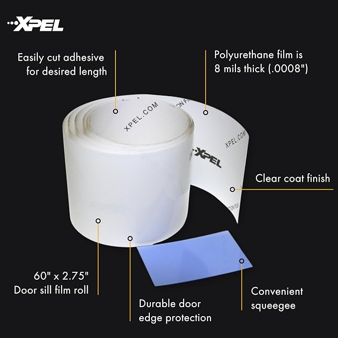 XPEL Clear Universal Door Sill Guard Protection Film, 60" x 2.75", PPF Kit | Door sill guard film helps protect high-traffic entry areas from scuffs, scratches, and everyday wear.
