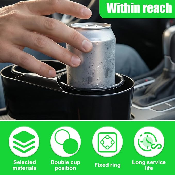 Craedli Car Center Console Cup Holder, Automotive Beverage Holder for Fixing Water Cups and Drinks, Self-Adhesive Vehicle Interior Organizer Accessory for SUV, Truck(2PCS)