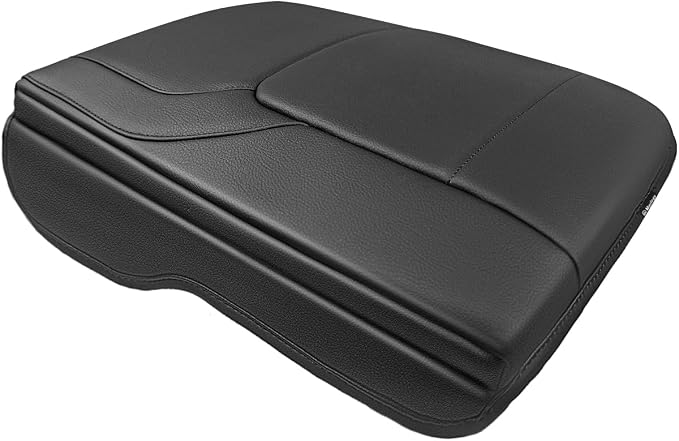Muslogy Center Console Armrest Cover Fit for Dodge Ram1500 2500 3500 2019-2026 Accessories, Comfort Armrest Pad Console Lid Cushion Vegan Leather 1-Inch Thick(Bucket Seat ONLY, NO Limited,Laramie)