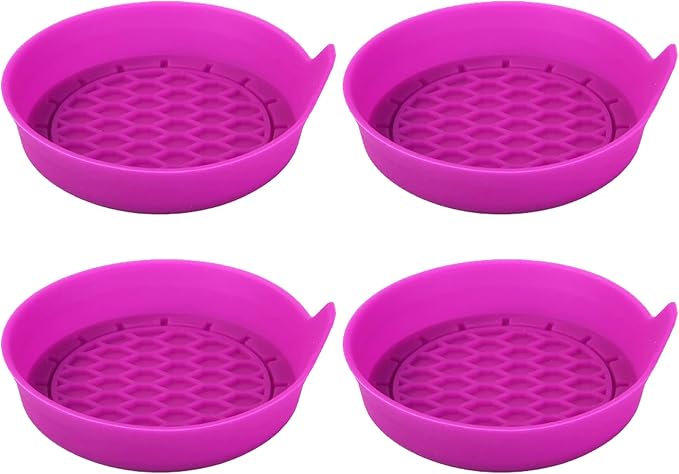4PCS Car Cup Holder Coasters, Silicone Non-Slip Vehicle Cup Recessed Mats, Sift-Proof Automotive Interior Drink Insert Decor Accessories, Universal for SUV, Sedan, Truck (Dark Purple)