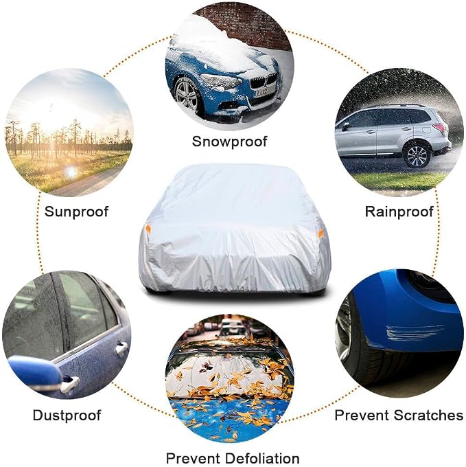 Kayme 6 Layers Car Cover Custom fit for Ford Mustang/Shelby (1964-2025) Waterproof All Weather for Automobiles, Outdoor Full Cover Rain Sun UV Protection.Silver