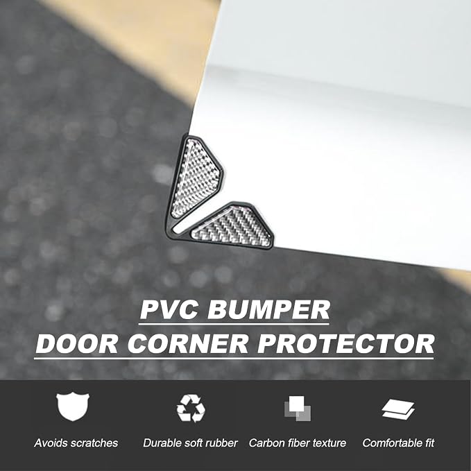 DXNQ 2 PCS Car Door Corner Protector Edge Guards, Real Carbon Fiber Anti-Collision Car Door Edge Protector, Self-Adhesive Decorative Auto Corner Protect, Vehicle Exterior Accessories (Silver)