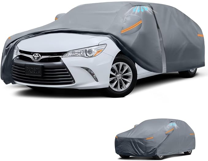 Waterproof Toyota Camry(1991-2026) Car Cover with Breathable Vents, [Upgrade] Premium Covers with Cotton Liner and Zipper Door, Sun Rain Snow Dust Uv Protection.(Gift with Towel)