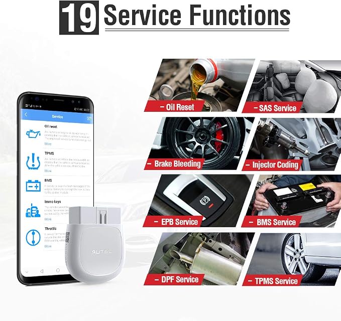 Autel AP200(HT200) Bluetooth OBD2 Scanner, Code Reader with Full Systems Diagnoses and 19 Service Functions, Mini Size Version of MK808 Diagnostic, Vehicle Scan Tool for iPhone & Android Devices