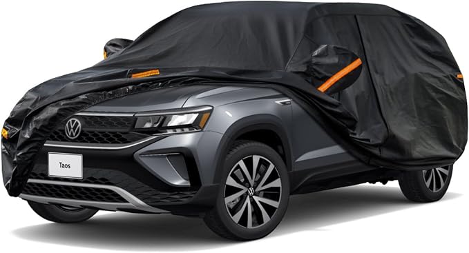 Kayme 7 Layers SUV Car Cover Custom Fit for Volkswagen VW Taos(2021-2025) Waterproof All Weather for Automobiles, Outdoor Full Cover Rain Sun UV Protection.Black