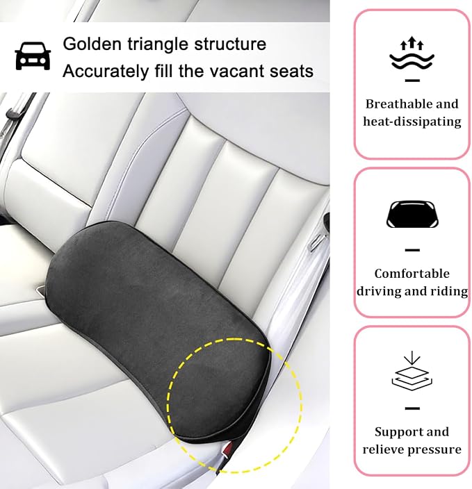 Osilly Car Lumbar Support Pillow, Memory Foam Comfortable Vehicle Seat Lower Back Support Cushion, Back & Sciatica Pain Relief Automotive Interior Driver Seat Pad, Universal for SUV RV Truck (Black)