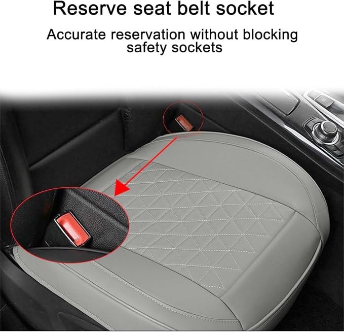 2PCS Leather Car Seat Cover, Vehicle Front Bottom Seat Protector Pad, Full Surrounded Waterproof Auto Seat Protective Cushion with Storage Pocket, Universal for SUV, Truck, Sedan（Gray）