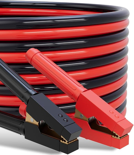 Heavy Duty Jumper Cables for Car Battery, 0 Gauge 25 Feet 1000AMP, Automotive Booster Cables for Jump Starting Dead or Weak Batteries, Suitable for 8L Gas & 6L Diesel, Carrying Bag Included