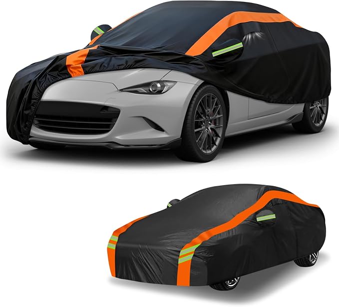 Universal Fit Car Cover for Sports/Small Car Length up to 163in, Waterproof Automobiles Cover All Weather Compatible with BMW Z3, Mazda Miata/MX-5, Honda S2000, Chrysler Crossfire