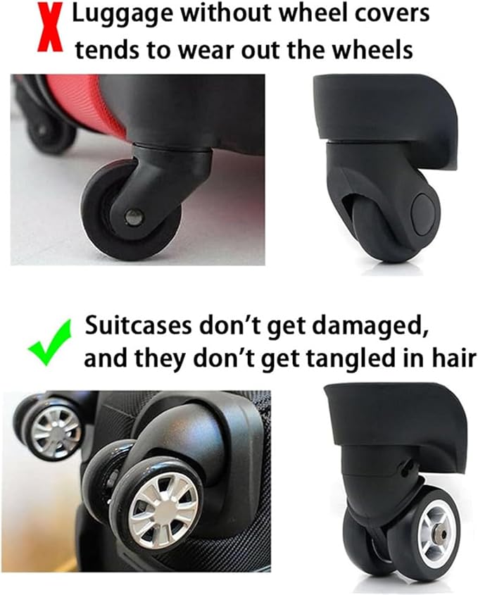 2024 New [Upgrade] Luggage Wheel Covers, 8Pcs Luggage Wheel Protector Covers, Luggage Compartment Wheel Protection Covers, Shock-Proof Anti-Slip Luggage Wheels Silent Protection Cover (8Pcs Blue)