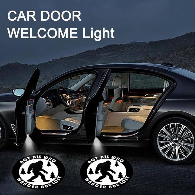 2PCS Car Door Lights,Bigfoot Door Lights Logo Projector LED Shadow Welcome Lamp,Big Foot Sasquatch Car Accessories Sasquatch Gifts for Men Women,Suitable for All Vehicles Motorcycle Bike