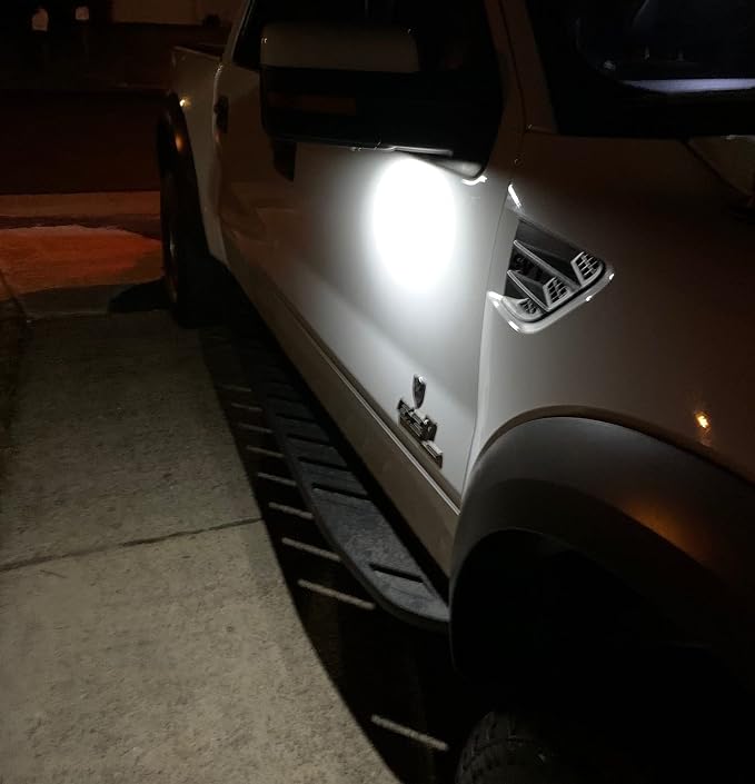 iJDMTOY White LED Under Side Mirror Puddle Lights Compatible With Ford F150 Raptor Edge Explorer Flex, Lincoln Navigator Mark LT MKX etc. (Powered by 18 pcs White SMD LED Lights)