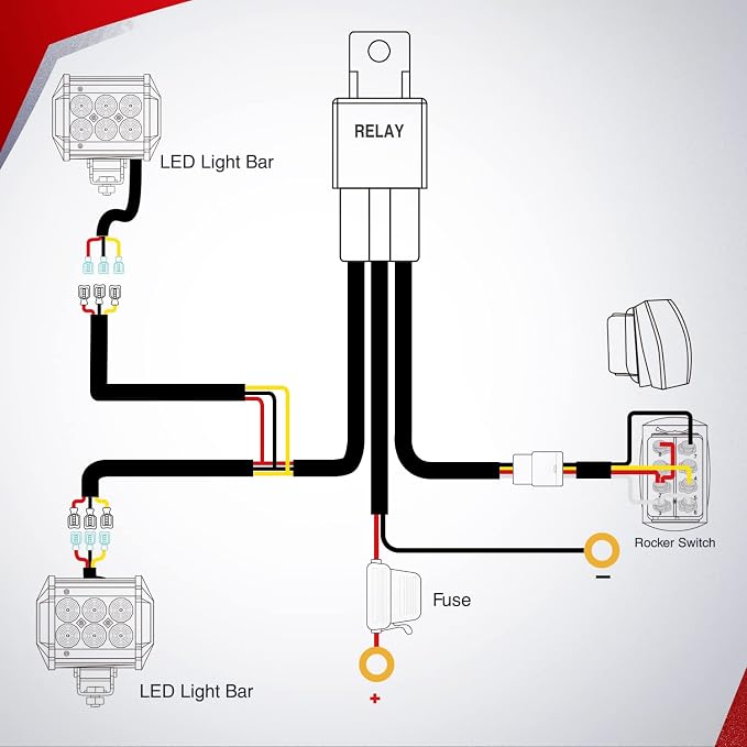 Nilight 16AWG Strobe Light Wiring Harness Kit 2 Leads Customized for 6 Modes Amber White Strobe Lights LED Work 12V 40A On Off 8 Pin Switch Modes Changing Memory Reset Function