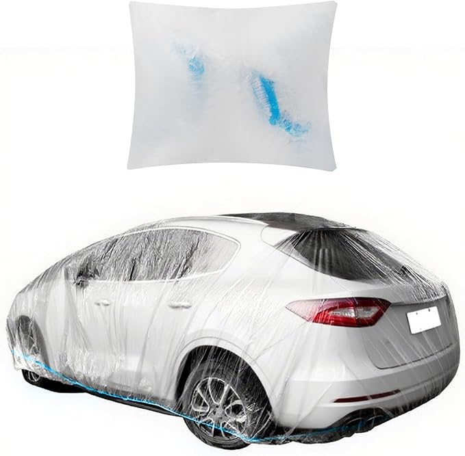 Plastic Car Cover with Elastic Cord,21.32x12.46 Ft Car Covers for Automobiles to Isolate from Dust/Rain,Clear Vehicle Accessories Disposable Cars Covers Fit Cars & Small SUVs