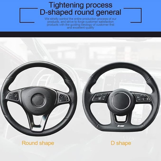 Cowhide Steering Wheel Cover Heat Resistant Anti-Slip Car Wheel Wrap Compatible with Most Makes and Models of Cars and Trucks with 14.5 to 15 Inch Steering Wheel(RED)