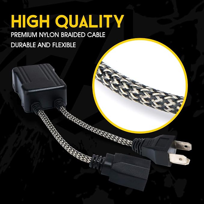 H4/9003 LED Canbus Decoder Anti Flicker Harness for Headlight Bulbs | Premium Nylon Braided Cable, Heat-Resistant, Plug N Play, Pack of 2