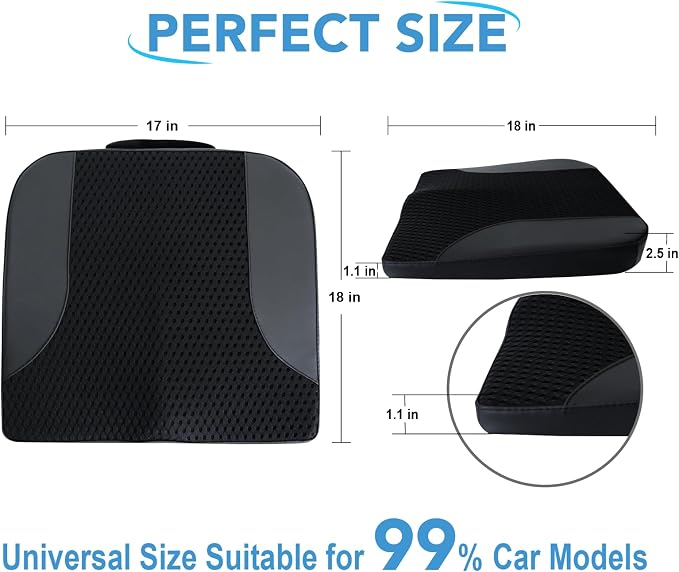 Lofty Aim Car Seat Cushion, Car Seat Pillow, Automotive Cushion | Memory Foam Car Seat Cushion for Long Driving, Butt Pillow for Pain Relief, Driver Seat Cushion for Car, Truck, Office, Black