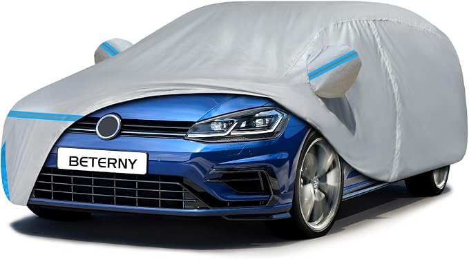 Car Cover for 2003-2026 VW Golf Hatchback, Waterproof Custom-fit All Weather Sun Rain UV Dust Snow Protection Outdoor Golf Full Car Cover with Door Zipper and Cotton Lining-Grey
