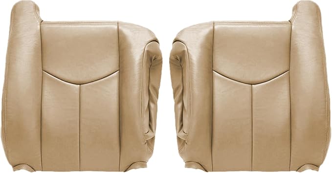 SecosAutoparts Driver & Passenger Bottom & Top Lean Back & Driver Foam Replacement Leather Seat Covers Tan# 522 Compatible with Chevy Tahoe Suburban Silverado Avalanche GMC Sierra 2003 2004 2005 2006