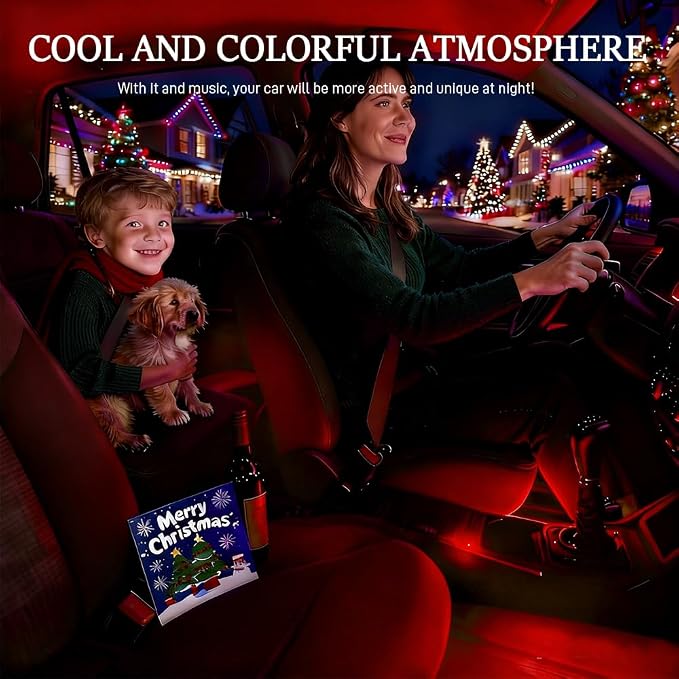 Car LED Strip Light, Car Interior Lights, 12V 24 LED Auto Under Dash Atmosphere Lights with USB Port, Auto Atmosphere Under Dash Lighting Kit for Vehicles (Red, USB)