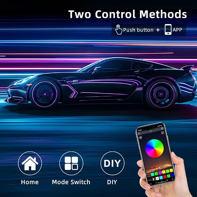Acrylic Interior Car LED Strip Light, Dreamcolor 22-in-1 RGB Ambient Lighting with APP, 16 Million Colors 175in 600LED Music Sync Lights for Night Driving, Home, Camping & Gift Decor