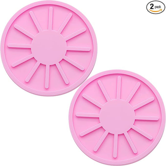 2-Piece Non-Slip Car Cup Holder Coaster – 2.75 Inch Auto Insert, Universal Fit for Cars & SUVs – Durable & Easy to Clean Drink Mat (Pink)