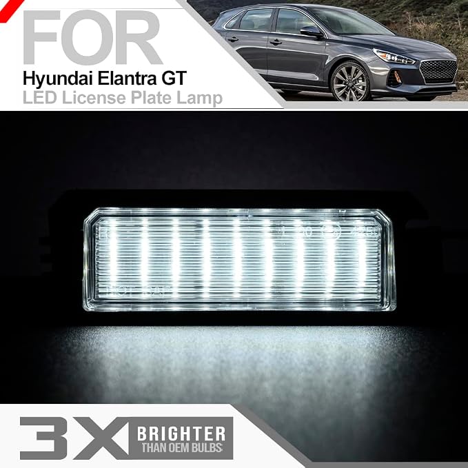 2pcs Xenon White LED License Plate Lights for Hyundai Elan'tra GT Sonata Number Plate Lamp Assembly Replacement Error Free Led Rear Tag Lights OEM Tag Lamp Assembly