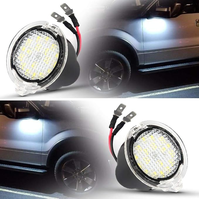 LED Side Mirror Puddle Lights Lamp Compatible with F150 2009-2014, Expedition 2003-2023, Explorer 2011-2023, Edge 2007-2023, Flex Taurus X Ranger 6000K White, Pack of 2