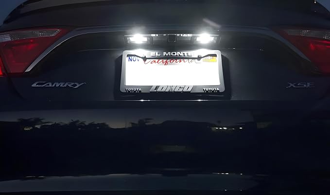 iJDMTOY Xenon White Full LED License Plate Light Kit Compatible With Toyota Camry Highlander Prius C Avalon Yaris, By 18-SMD White LEDs & Can-bus Error Free
