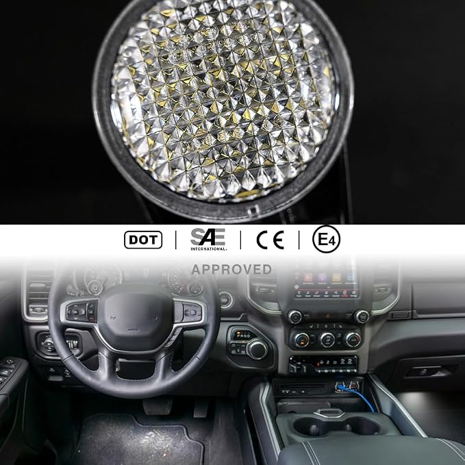 LED Interior Footwell Light Puddle Lights for Jee'p Liberty Wrangler Commander Grand Cherokee LED Under Dashboard Courtesy Floorboard Lamp Assembly 2Pcs