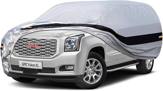 10 Layers SUV Car Cover Custom Fit for GMC Yukon XL (2000-2024) Waterproof All Weather for Automobiles, Outdoor Full Cover Rain Sun UV Protection.Silver