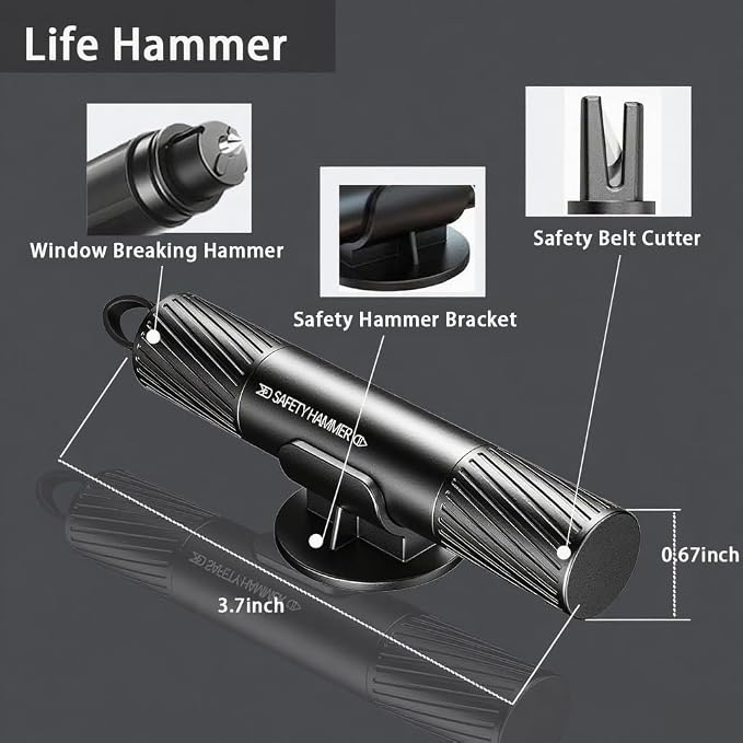 2 Pack Upgraded Safe Hammer,Underwater Glass Breaker,Emergency Window Breaker & Seatbelt Cutter,Car Window Breaker Tool,Glass Breaker and Seatbelt Cutter for Cars